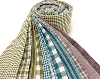 22 pc Bluegrass Homespun Cotton Plaid Fabric Strips Precut (Jelly Roll) - 2.5 X 44 inch