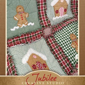 Mönster för quiltad pläd med pepparkakor + alternativ för enkelsäng/queen size-säng - digital nedladdning