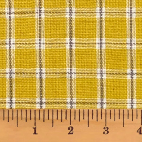 Full Yard- Summer Yellow 6 Plaid Homespun Cotton Fabric