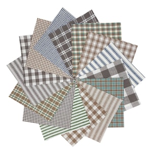 5 inch -- 40  Lightwash Neutral Homespun Precut Gray & Tan Quilt Squares Charm Pack