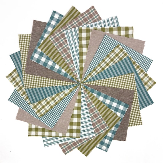 6 inch - 40 Bluegrass Homespun Precut Plaid Fabric Quilt Squares Charm Pack