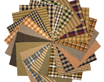 5 inch -- 40 Primitive Homespun Rustic Colors Precut Quilt Squares Charm Pack