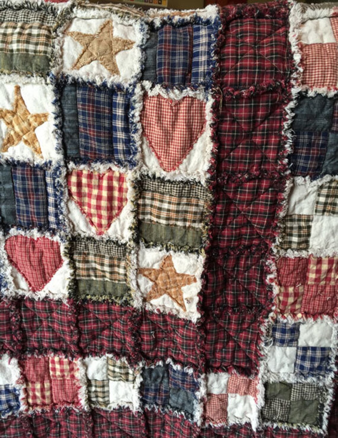 Folk Art Ragged Quilt Throw Pattern - Digital Download - Etsy