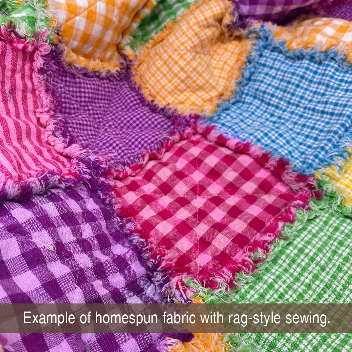 Bright Ragged Homespun Quilt Kit Finished Size 40 X Etsy