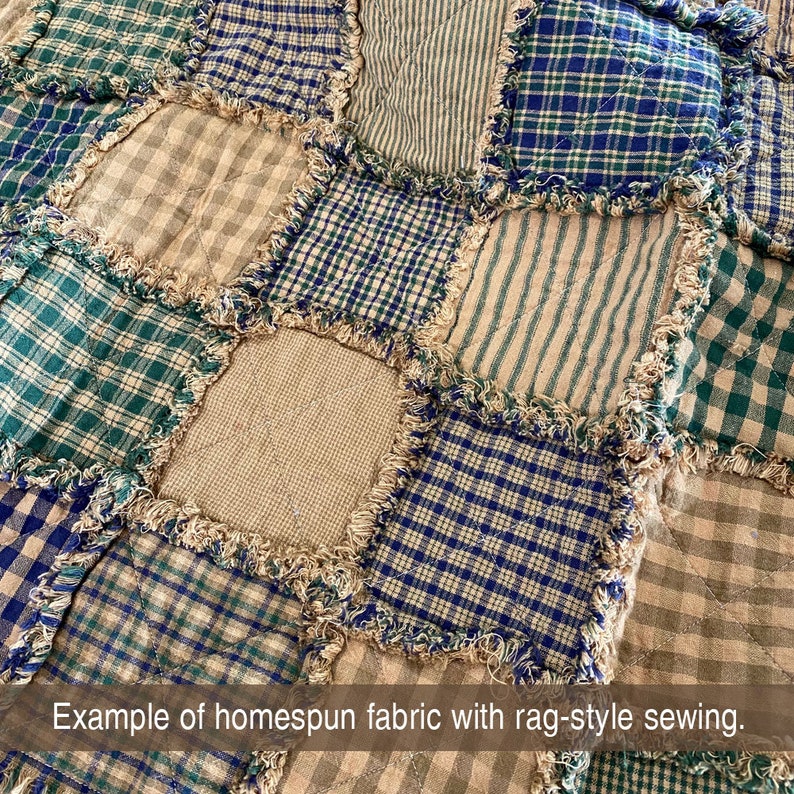 Cozy Ragged Homespun Quilt Kit Finished size 40 x 50 image 3