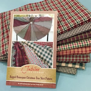 Primitive Ragged Christmas Tree Skirt Kit plus Pattern