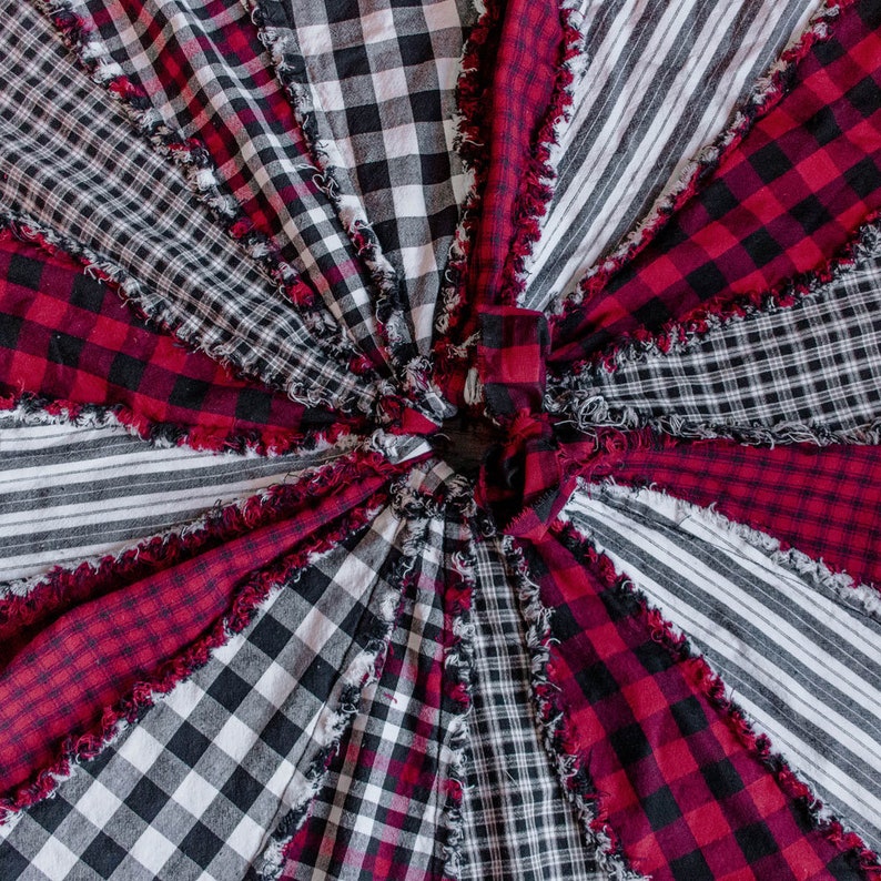 Buffalo Lodge Plaid Ragged Christmas Tree Skirt Kit Plus Etsy