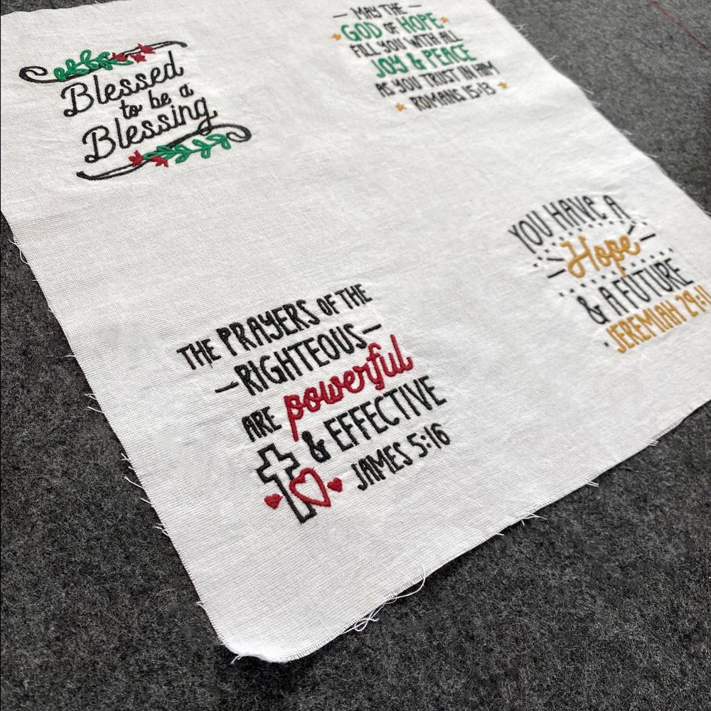 Set of 4 Embroidered Encouragement Designs on White Cotton Fabric - Etsy