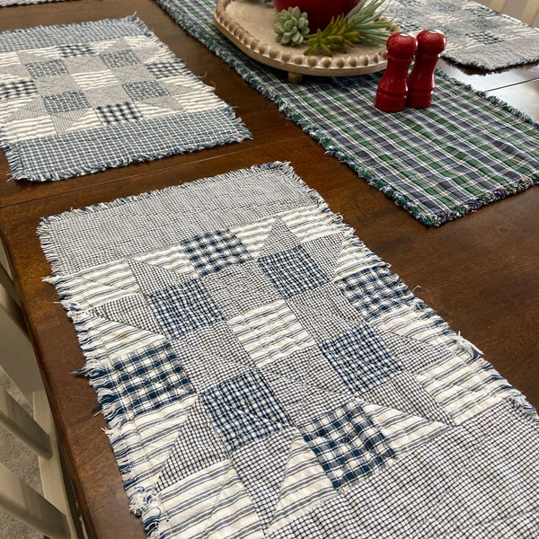 Patchwork Placemat With Rag Quilt Style Edges Set of 4 Pattern - Digital