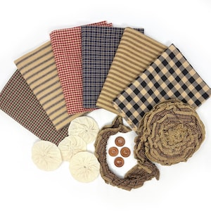 Classic Primitive Rag Strip Table Runner Kit with Pattern