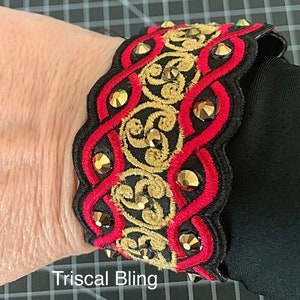 Embroidered Cuffs for Black Out Dresses. Delivery time is for ONE product only. Plan for 3 days for each for bling.