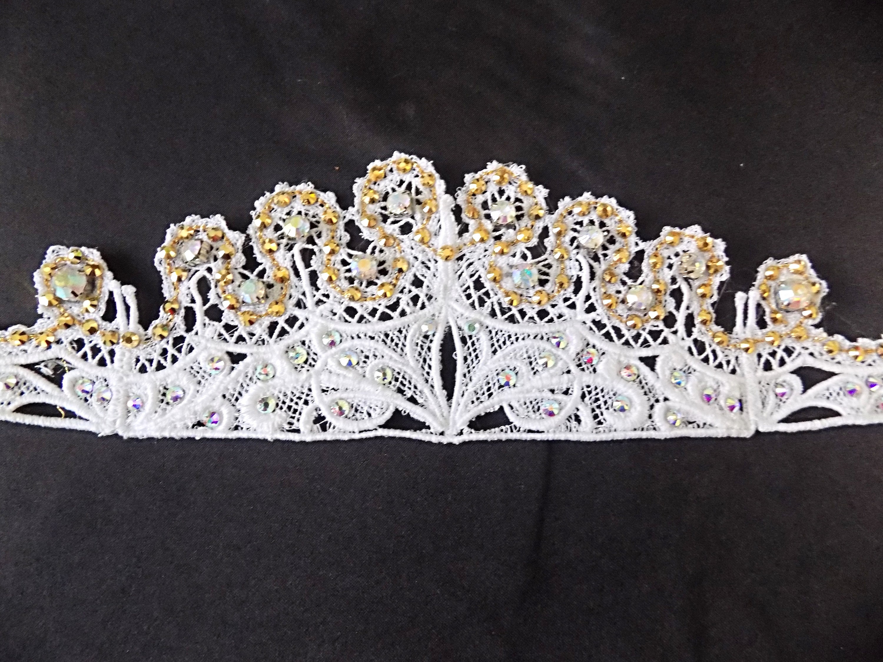 Lace Crown With Clear AB Rhinestones or Sew on Pearls. Lace Irish Dance  Tiara. Lace Irish Dance Crown. 