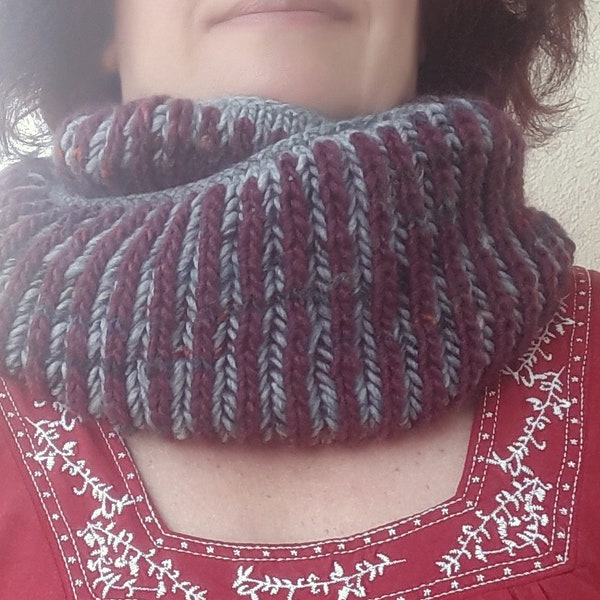 Snood/Col moëlleux rose et gris