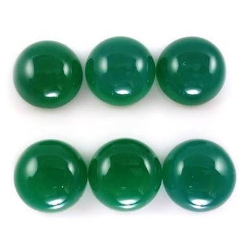 10 Pieces Natural Green Onyx round shape smooth cabochon gemstone