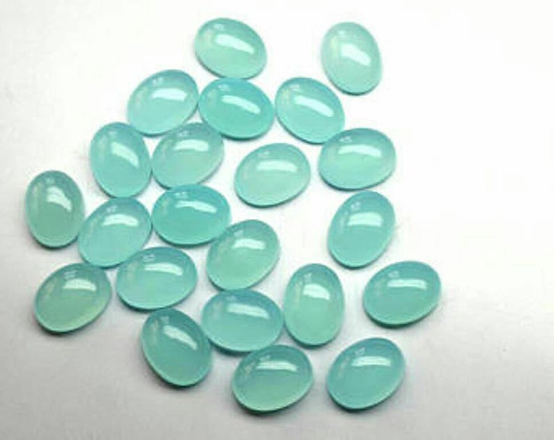 Natural 10 pic Aqua Chalcedony 8X10 mm oval shape cabochon\u00a0loose gemstone for women jewelry for sale with free shipping