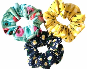 Small Scrunchies, Scrunchies, Floral Scrunchies,  Hair Ties, Hair Elastics