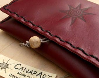 Handmade artisan hand-sewn genuine leather Canapart maps! Amaranth