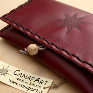 Cartes de Canapart artisanaux cousu main en cuir véritable ! Amarante