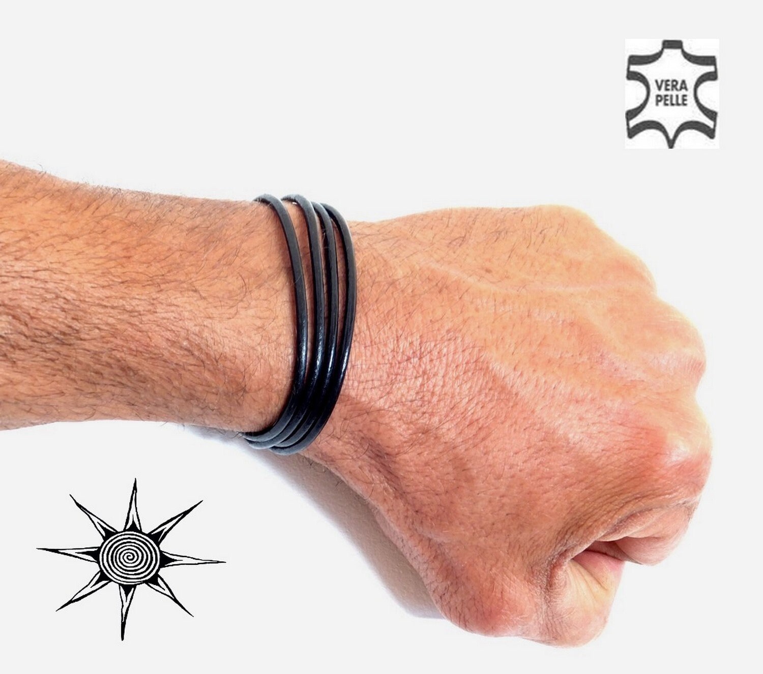 Atyhao Guanti in Pelle 2 Pezzi Braccialetti Punk Neri Cinturino Retrattile in PU per Esterni Braccialetti con Corde Incrociate per tiro con LArco per Regali Uomo e Donna