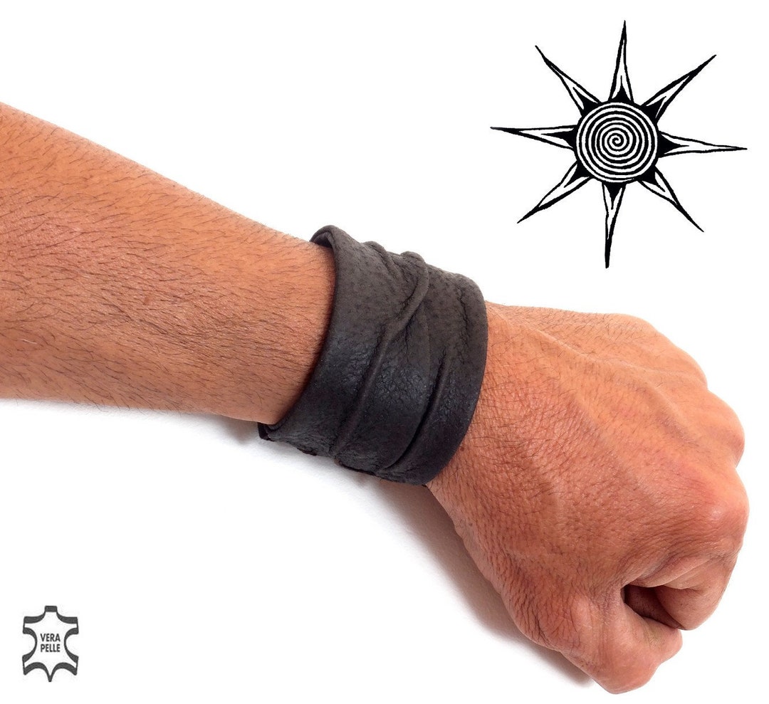 Bracciale in pelle uomo scudo guerriero fiore di gigli personalizzati
