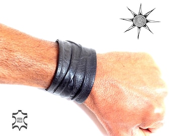 HANDMADE BRACELET CUFF Canapart men's and women's real leather Salento leather. Fold