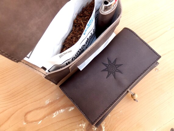 Handcrafted Canapart Genuine Leather Tobacco Pouch Made in Salento! Brown