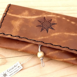 Cartes de Canapart artisanaux cousu main en cuir véritable ! Ans brun