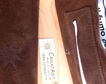 Handcrafted Canapart genuine leather tobacco pouch Made in Salento! Suede Brown