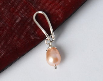 Pearl Labia clip Perfect and Delicate non piercing body jewelry sterling silver Intimate Labia clamp with Real Riwer Rose peach Pearl