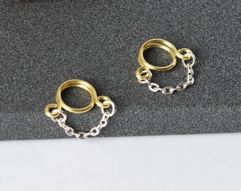 Fake Nipple piercing rings with chain / non - piercing nipple jewelry / mature
