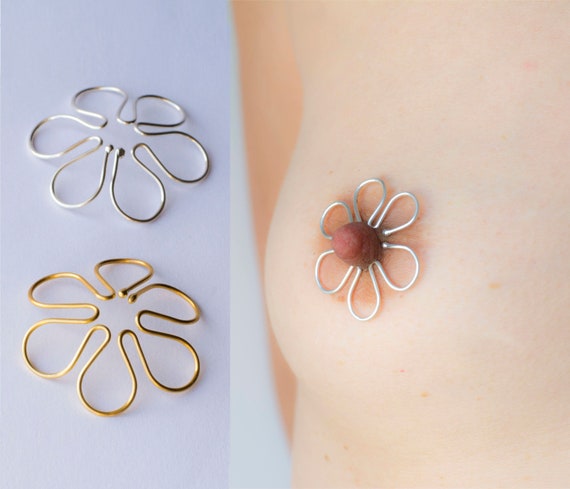 THE NEW GOLD TONE NON PIERCING NATURAL GOLD TONE BEAD NIPPLE RING JEWELRY