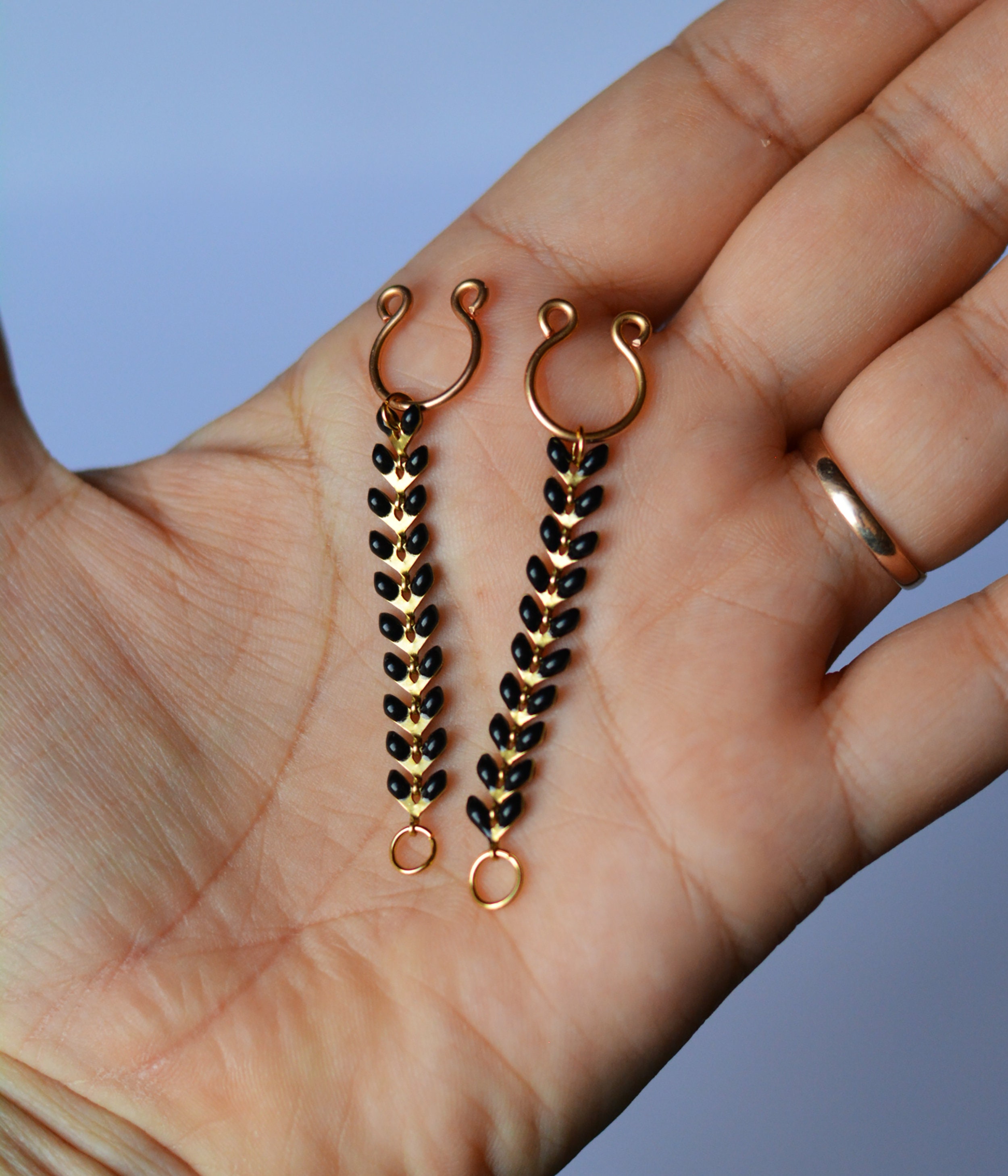 Gold Nipple Rings Non Piercing Nipple Clamps With Black Chain
