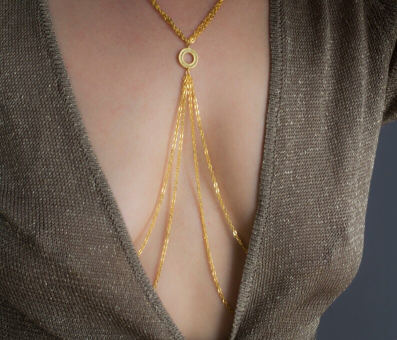 Sexy chain necklace to nipple Gold nipple chains with ORing Etsy