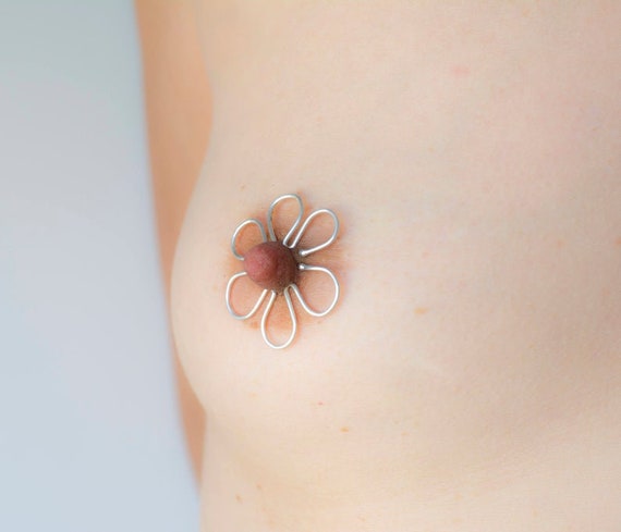 Daisy Flower Nipple Rings Non Piercing Nipple Clamps in Brass