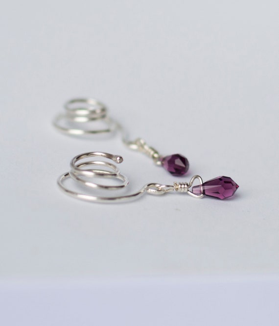 Amethyst Nipple Rings Non Piercing Nipple Clamps Spiral Sterling