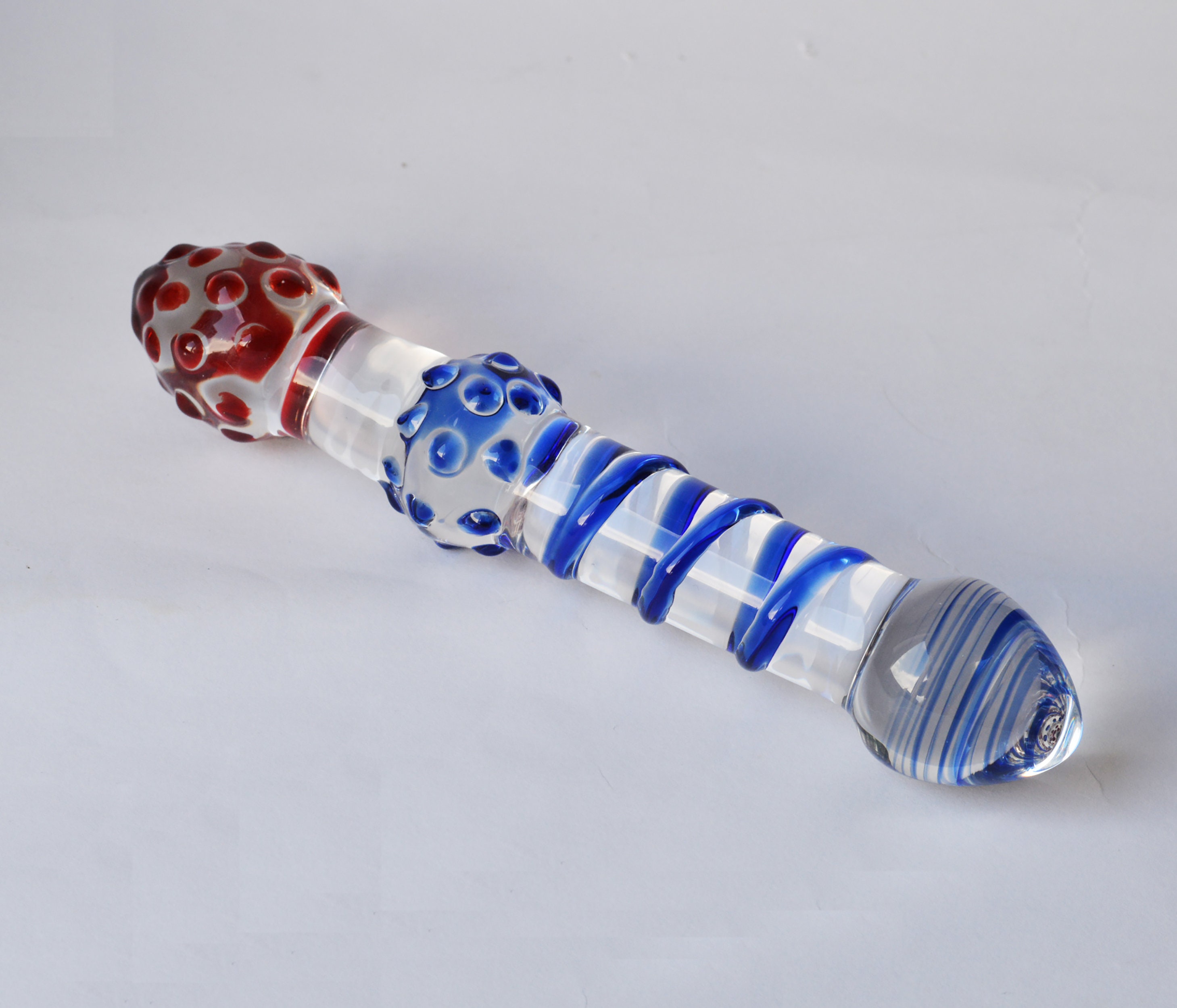 8 Ribbed Double Glass Dildo Anal Sex Toy Clear Glass Etsy