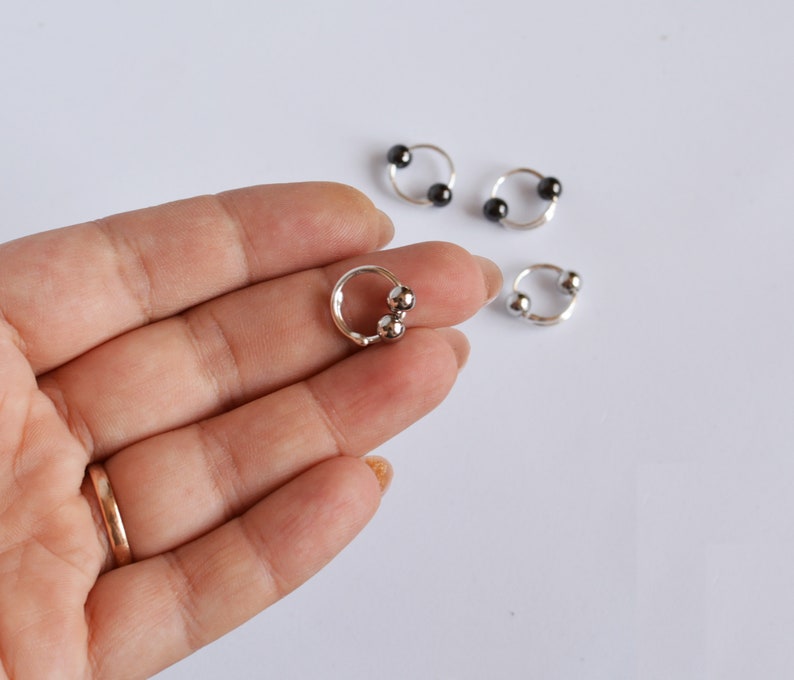 Fake piercing Nipple rings with beads / Fake piercing rings / fake nipple barbells / fake Nipple bar / mature image 10