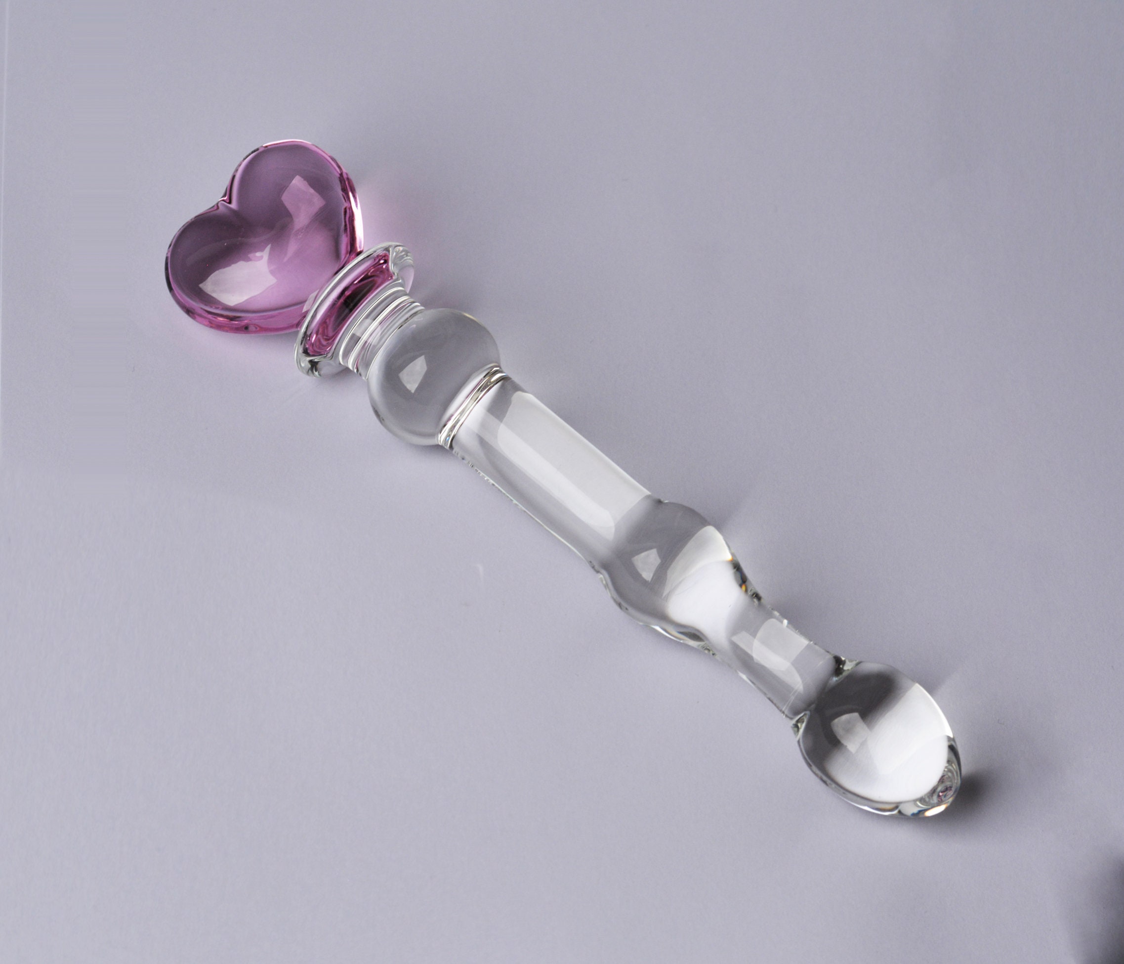 8 Heart Glass Dildo Anal Magic Wand Clear / Pink Glass Etsy