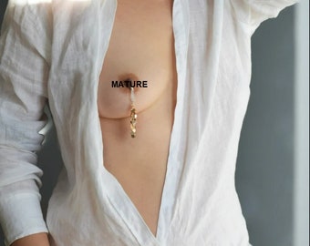 Sexy Champagne Gold Chain Nipple Nooses Non piercing nipple dangles Gorgeous Nipple Jewelry / Mature