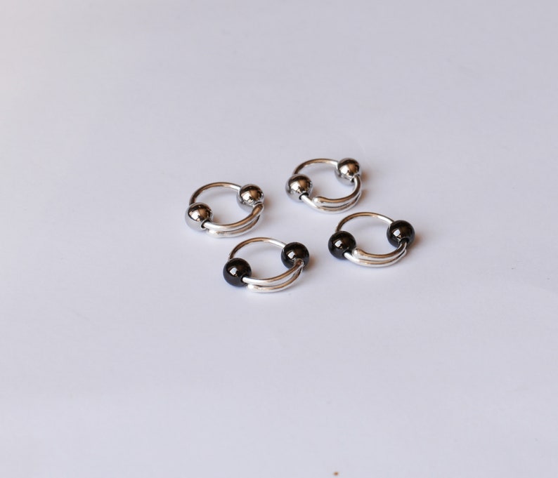 Fake piercing Nipple rings with beads / Fake piercing rings / fake nipple barbells / fake Nipple bar / mature image 9