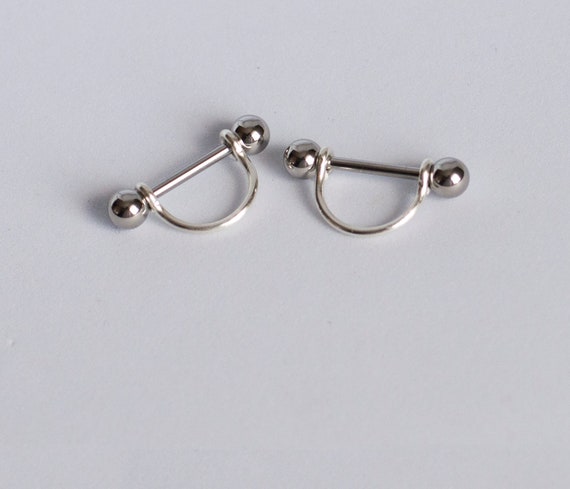 2Pcs Crystal Stainless Steel Lightning Nipple Shield Bar Ring Body Piercing