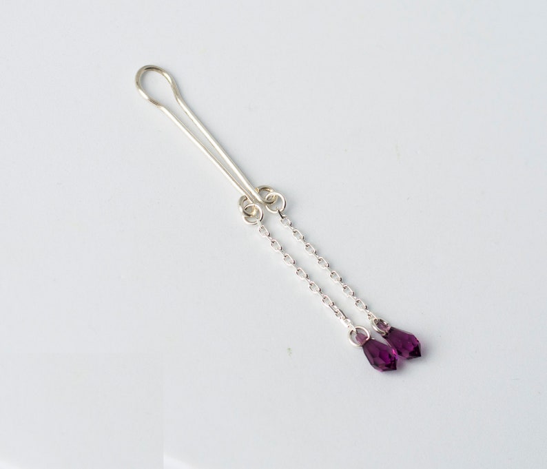Clip intimate dangle jewelry Sapphire blue sterling silver Etsy