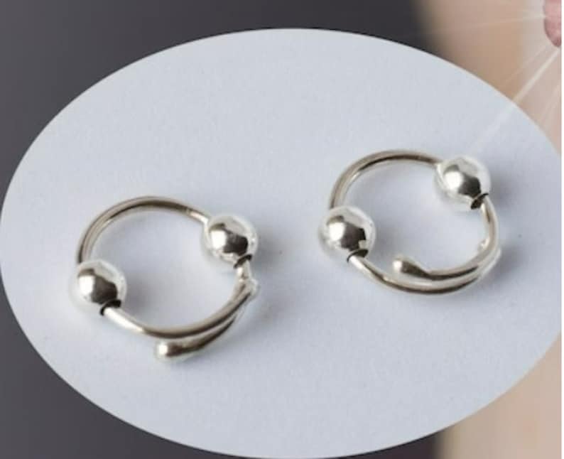 Fake piercing Nipple rings with beads / Fake piercing rings / fake nipple barbells / fake Nipple bar / mature image 1
