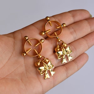 KS Gold Screw Nipple Clamps / Bow / Flower Bell Nipple Rings / Adjustable Non Piercing Sexy Nipple Jewelry / mature