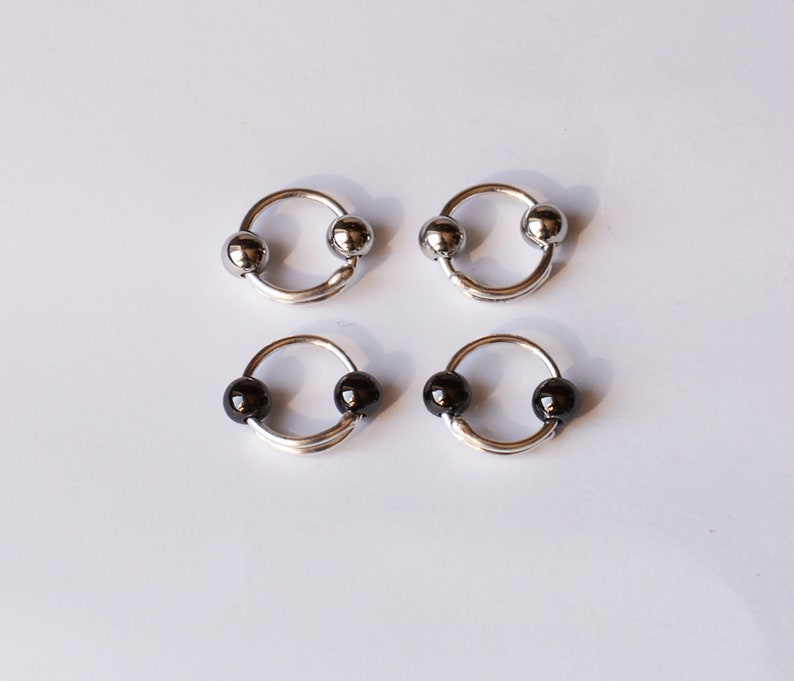 Fake piercing Nipple rings with beads / Fake piercing rings / fake nipple barbells / fake Nipple bar / mature image 4