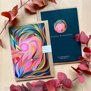 Maturo - Foglia floreale - Arte astratta rosa - Biglietto di auguri vuoto - Biglietto di compleanno - Grazie