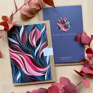 Antes de las heladas - Hoja floral - Arte abstracto rosa - Tarjeta de felicitación en blanco - Tarjeta de cumpleaños - Gracias