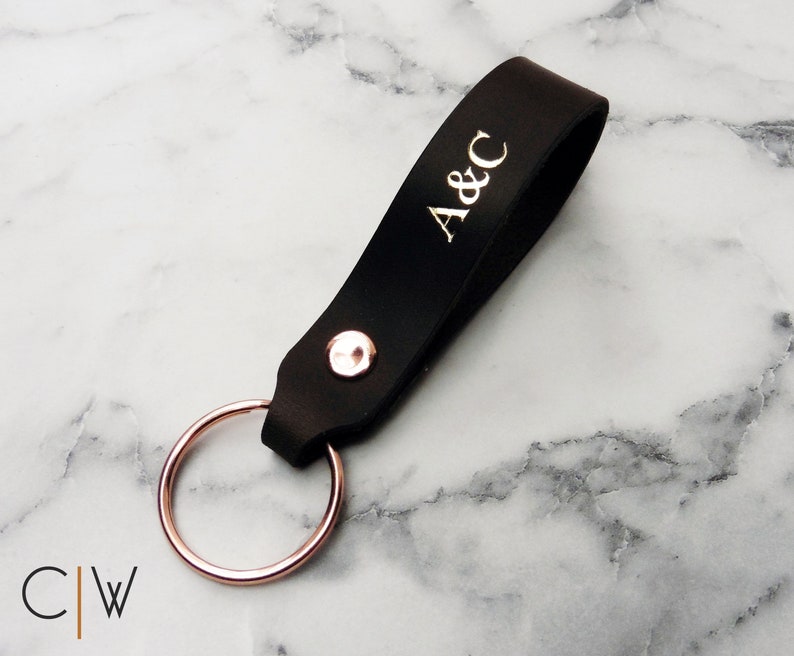 Personalised Embossed Leather Keychain. Monogrammed Leather Etsy