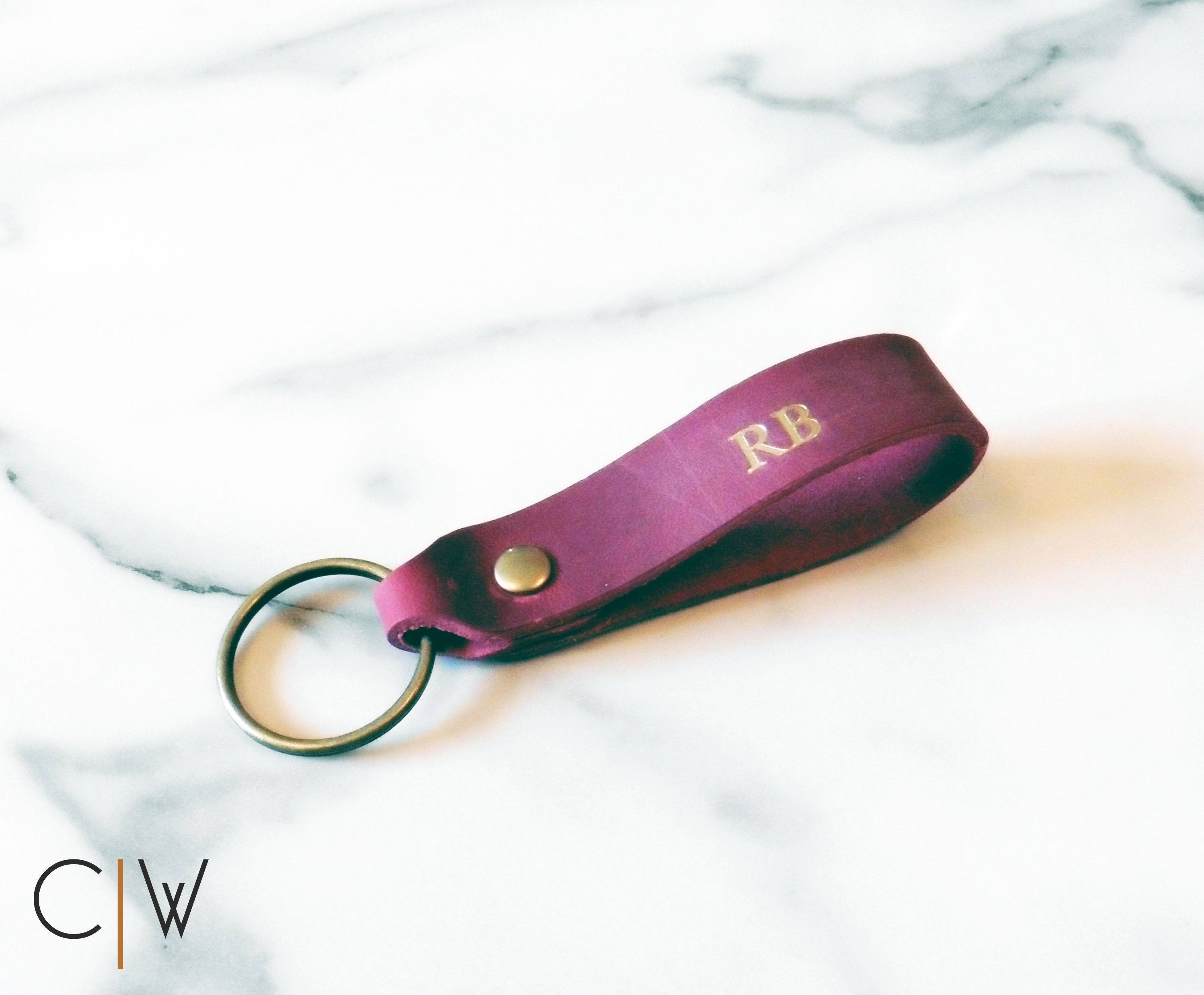 Personalised Embossed Leather Keychain. Monogrammed Leather Etsy