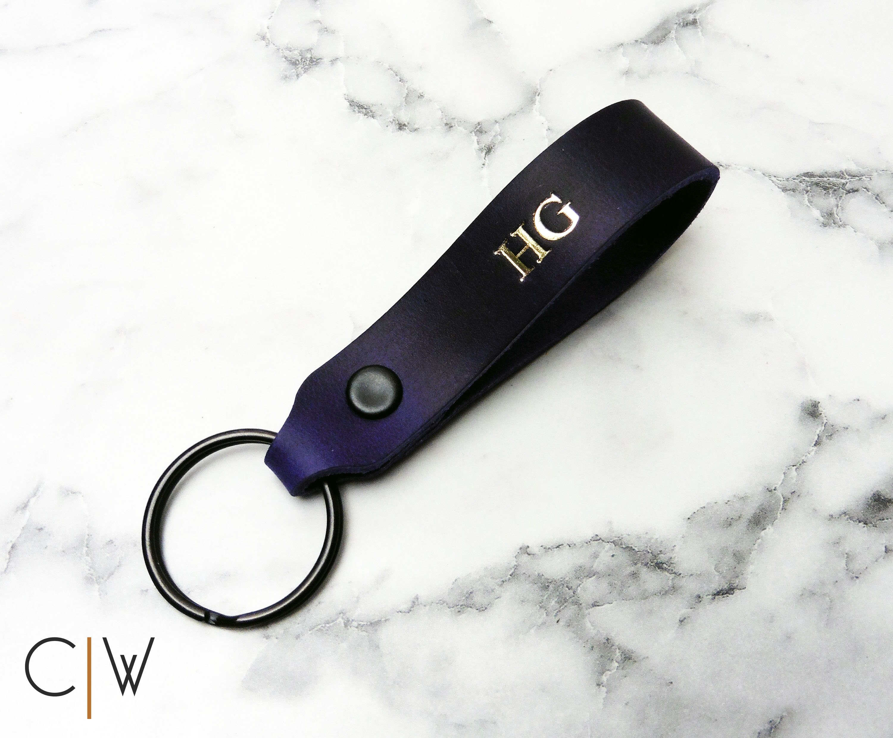 Personalised Embossed Leather Keychain. Monogrammed Leather Etsy UK